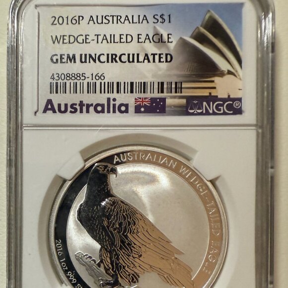 2016-P Australia Silver $1 Wedge-Tailed Eagle Coin GemBU NGC - Picture 1 of 6